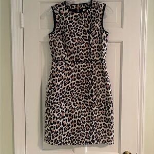 KATE SPADE Sleeveless Leopard Print Sheath Dress in Beige & Black